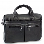 Класична сумка для ноутбука Tiding Bag NM20-7122A-2 виготовлена із натуральної шкіри чорного кольору Київ