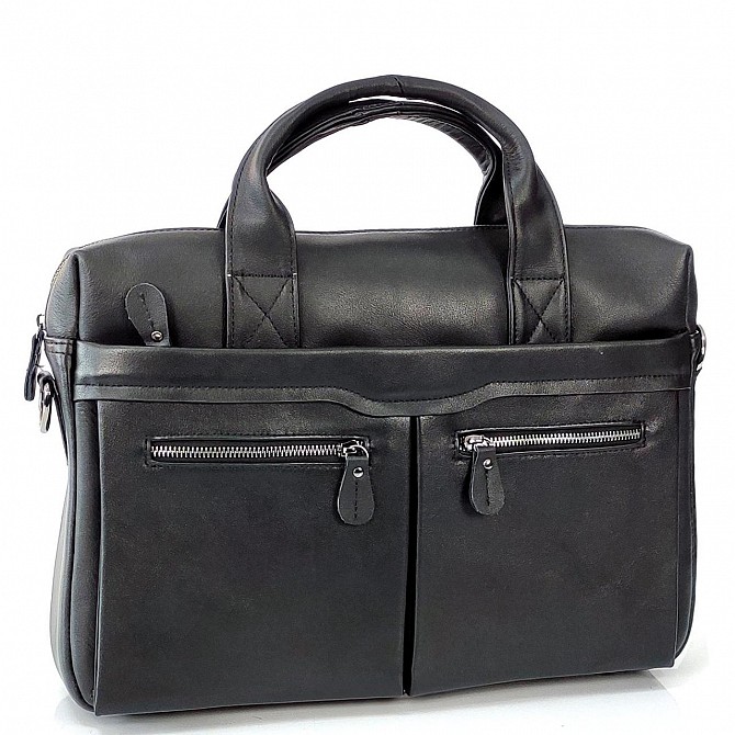 Класична сумка для ноутбука Tiding Bag NM20-7122A-2 виготовлена із натуральної шкіри чорного кольору Киев - изображение 1