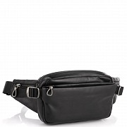 Сумка на пояс із натуральної шкіри чорна Tiding Bag 1001A Київ