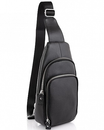 Шкіряний чорний слінг через плече Tiding Bag A25F-5058A Киев - изображение 1