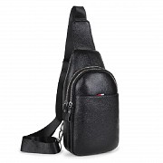 Шкіряний чорний слінг на два відділи Tiding Bag FL-A25F-8803A Київ
