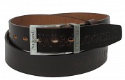 Кожаный мужской ремень под джинсы W-RogerS коричневый Киев