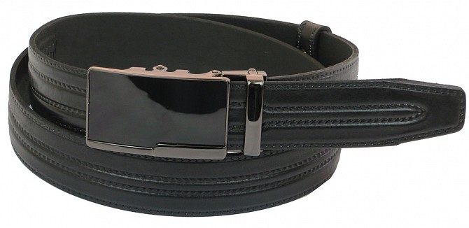 Мужской кожаный ремень под брюки Skipper 1005-35 черный 3,5 см Київ - изображение 1