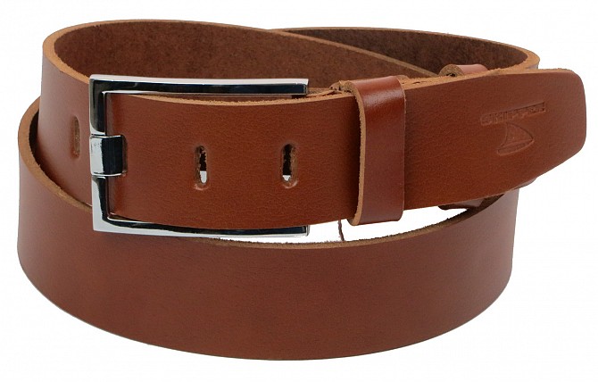 Мужской кожаный ремень под джинсы Skipper 1186-45 коричневый 4,5 см Киев - изображение 1