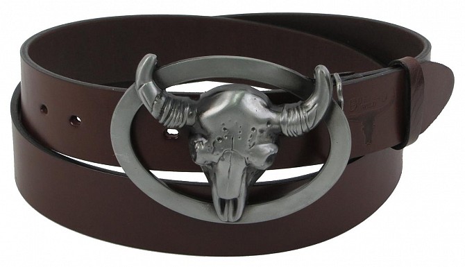 Мужской кожаный ремень под джинсы Cavaldi Buffalo коричневый Киев - изображение 1