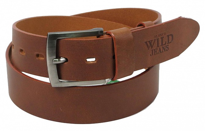 Мужской ремень из кожи под джинсы Always Wild 4 см коричневый Киев - изображение 1
