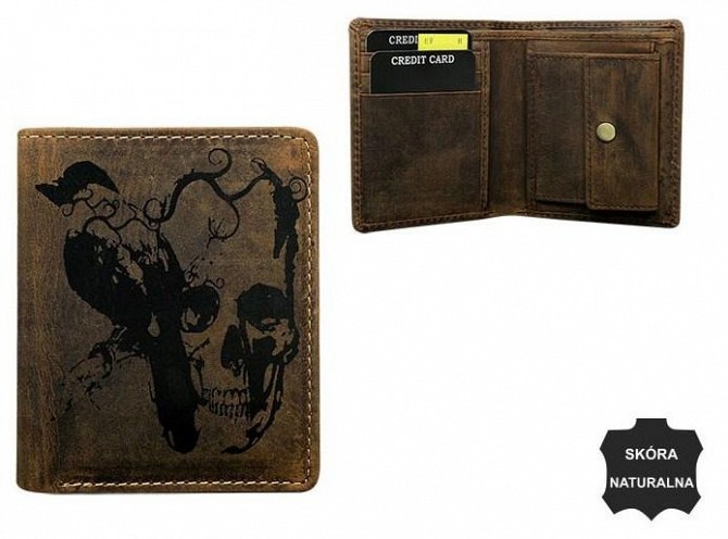Портмоне кожаное мужское ALWAYS WILD N9HSKULL brown Киев - изображение 1