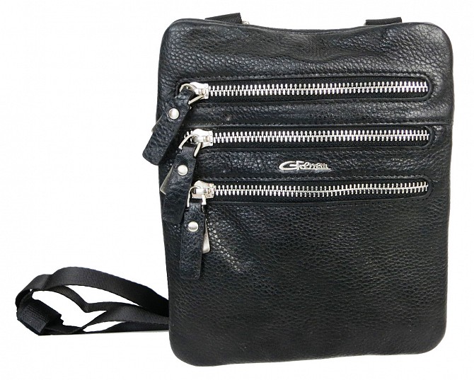 Небольшая мужская сумка кожаная на ремне Giorgio Ferretti B8766-39 черная Киев - изображение 1