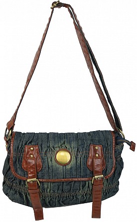 Винтажная женская джинсовая сумка на ремне Fashion jeans bag синяя Киев - изображение 1