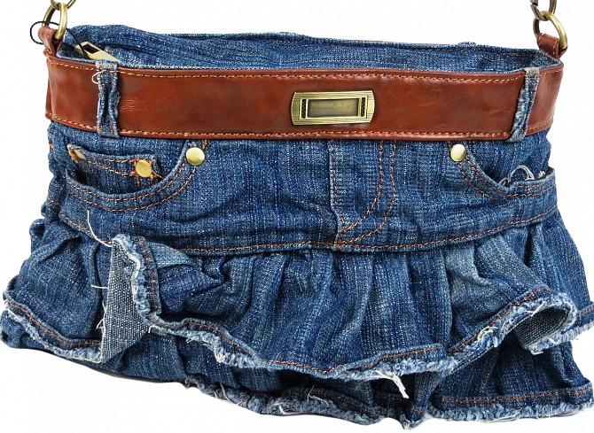 Небольшая джинсовая сумка в форме женской юбки Fashion jeans bag синяя Киев - изображение 1