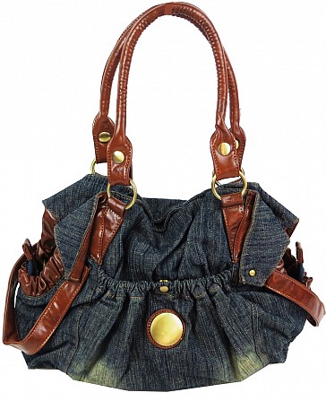Вместительная женская джинсовая, коттоновая сумка Fashion jeans bag синяя Киев - изображение 1