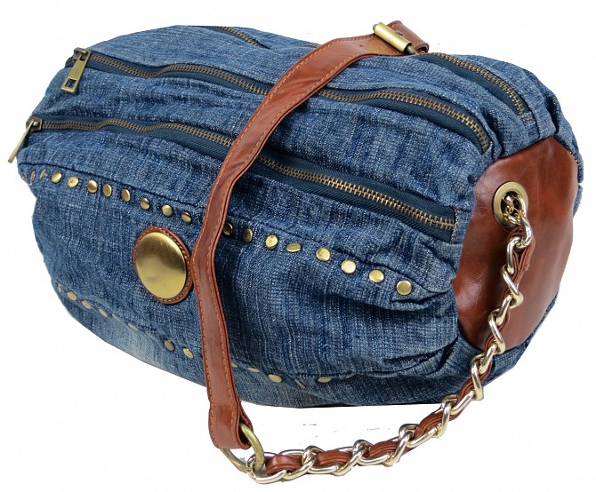 Уценка! Цилиндрическая женская сумка Fashion jeans bag синяя Киев - изображение 1