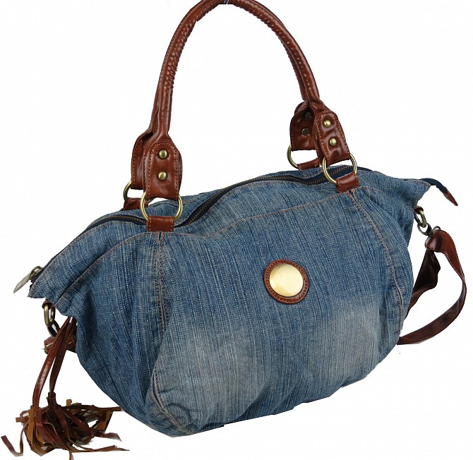 Женская сумка из джинсовой ткани Fashion jeans bag светло-синяя Київ - изображение 1
