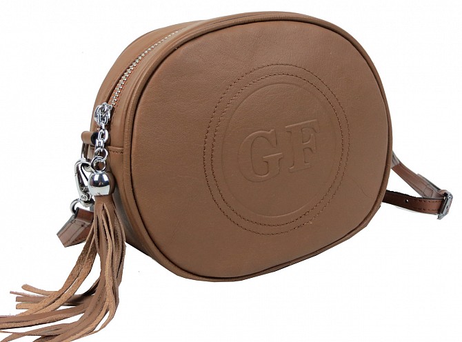 Небольшая овальная женская кожаная сумка Giorgio Ferretti коричневая Київ - изображение 1