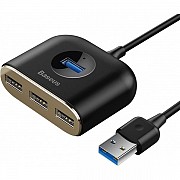 USB HUB Baseus Square round 4 in 1 (USB3.0 to USB3.0+3 USB2.0) 1m Black (CAHUB-AY01) (Код товару:176 Харьков