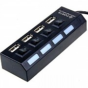 USB HUB HI-SPEED USB 2.0 4 порти з кнопками увімкнення Black (Код товару:25127) Харьков
