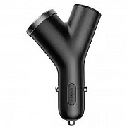 Автомобільний зарядний пристрій Baseus Y type 2USB + Cigarette Lighter Black (CCALL-YX01) (Код товар Харьков