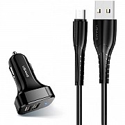 Автомобільний зарядний пристрій Usams C13 King-Tu 2USB 2.1A + cable Micro Black (Код товару:24864) Харьков