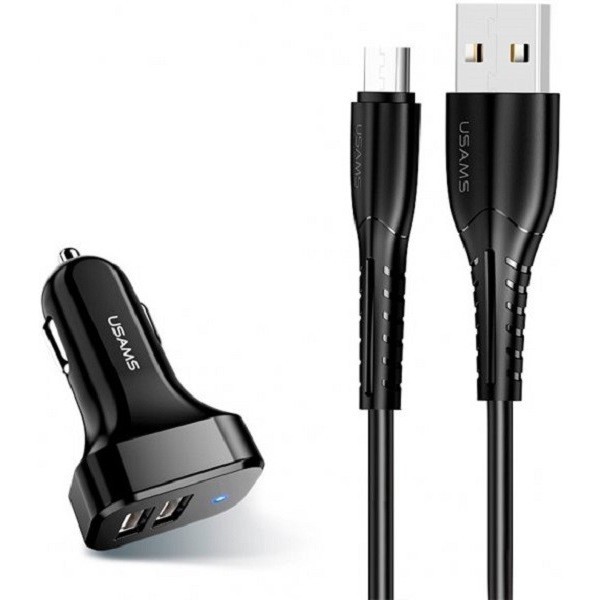 Автомобільний зарядний пристрій Usams C13 King-Tu 2USB 2.1A + cable Micro Black (Код товару:24864) Харьков - изображение 1