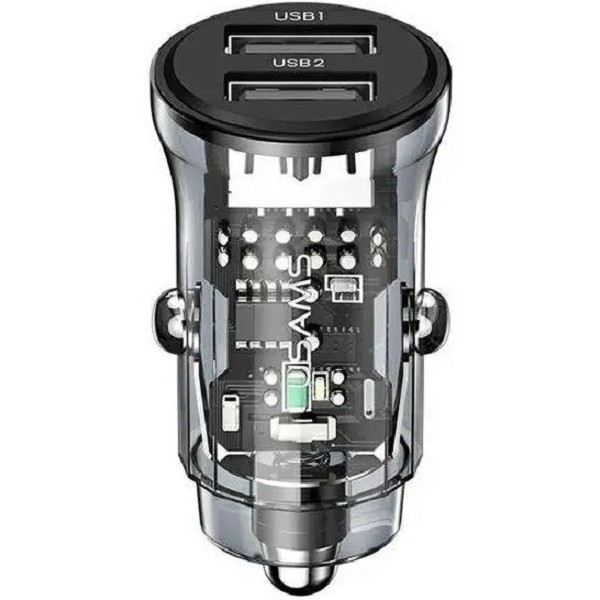 Автомобільний зарядний пристрій Usams C31 Mini 2USB 3A Transparent Black (Код товару:24853) Харьков - изображение 1
