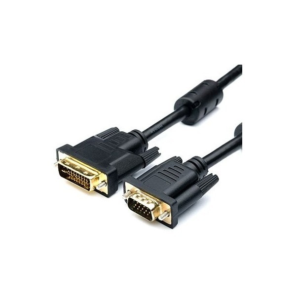 Кабель Atcom VGA-DVI-I(24+5) з 2-ма фер. кільцями 1.8м Чорний (16143) (Код товару:22864) Харьков - изображение 1