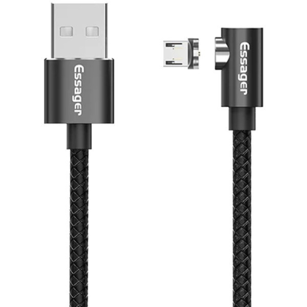 Кабель Essager 2 in 1 USB to Micro magnetic 2.4A 1m Black (Код товару:23787) Харьков - изображение 1