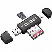 DM Кардрідер 2 in 1 USB 2.0, OTG, MicroSD, MicroUSB, TF, Black (Код товару:23037) Харьков