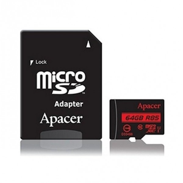 Карта пам'яті Apacer microSDHXC 64GB UHS-I Class 10 + SD-adapter (AP64GMCSX10U5-R) (Код товару:13687 Харьков - изображение 1