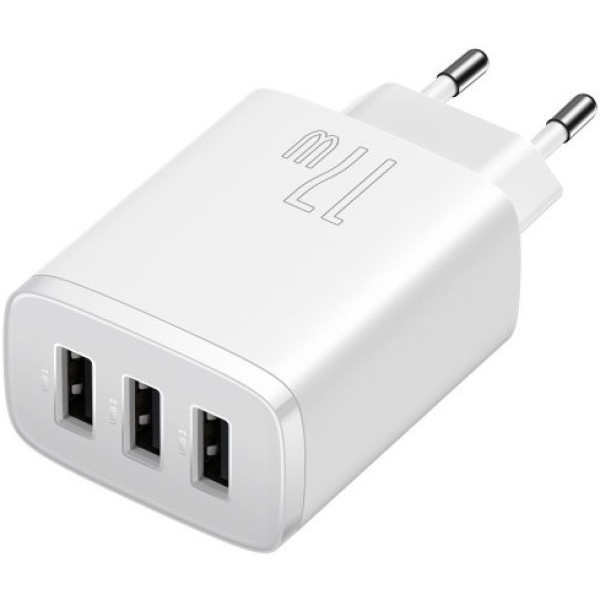 Мережевий зарядний пристрій Baseus Compact 3USB 17W White (CCXJ020102) (Код товару:23002) Харьков - изображение 1