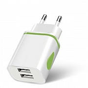 Мережевий зарядний пристрій Fonken Charger 2USB 2.1A White/Green (Код товару:24780) Харьков