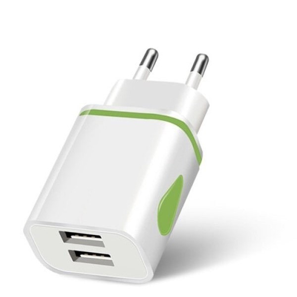 Мережевий зарядний пристрій Fonken Charger 2USB 2.1A White/Green (Код товару:24780) Харьков - изображение 1