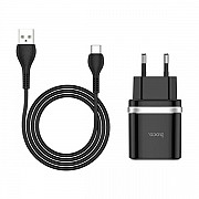 Мережевий зарядний пристрій Hoco C12Q Smart QC3.0 + cable Type-C Black (Код товару:14634) Харьков