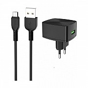 Мережевий зарядний пристрій Hoco C70A Cutting-edge QC3.0 3.0A + cable Micro Black (Код товару:16416) Харьков