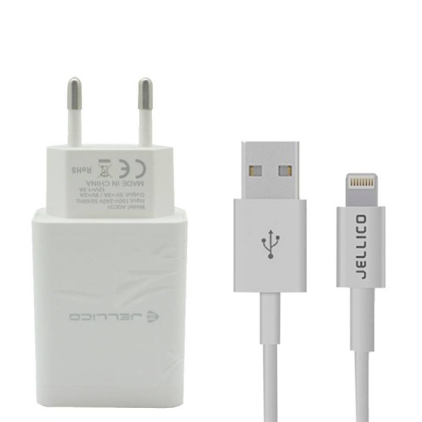 Мережевий зарядний пристрій Jellico AQC33 1USB QC3.0 + cable Lightning White (Код товару:8682) Харьков - изображение 1