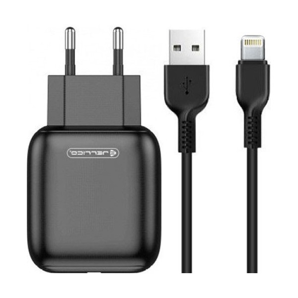 Мережевий зарядний пристрій Jellico C32 1USB QC3.0 + cable Lightning Black (Код товару:22631) Харьков - изображение 1