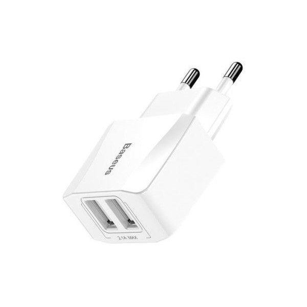 Мережевий зарядний пристрій Baseus Wall Charger 2xUSB 2.1A Mini Dual-U White (CCALL-MN02) (Код товар Харьков - изображение 1