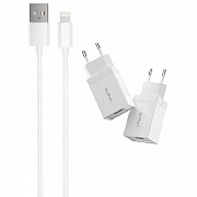 Мережевий зарядний пристрій Xipin EU-01T 2.1A + cable Lightning White (Код товару:22782) Харьков
