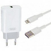 Мережевий зарядний пристрій XO L85D Single USB QC3.0 18W + cable Lightning White (Код товару:22352) Харьков