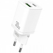 Мережевий зарядний пристрій XO HN238A USB-C/USBA PD QC3.0 30W 3A White (Код товару:26679) Харьков