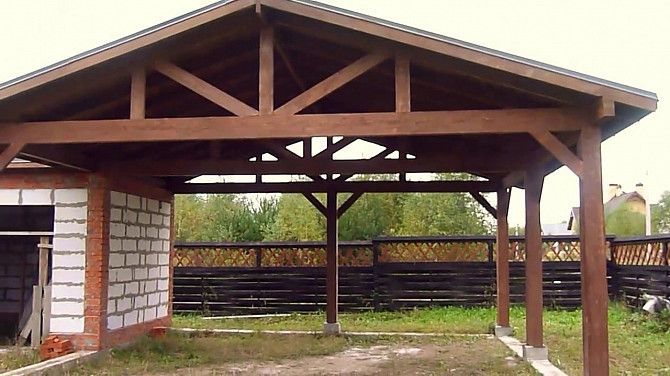 Деревянный навес для автомобилей Киев - изображение 1