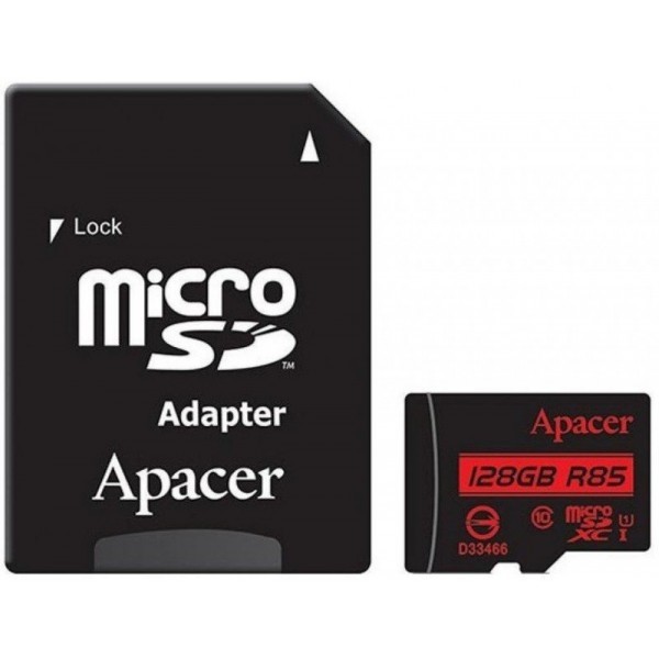 Карта пам'яті Apacer microSDHXC 128GB UHS-I Class 10 + SD-адаптер (AP128GMCSX10U5-R) (Код товару:141 Харьков - изображение 1