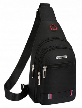 Тканевая мужская сумка, слинг Shengao черная Київ - изображение 1