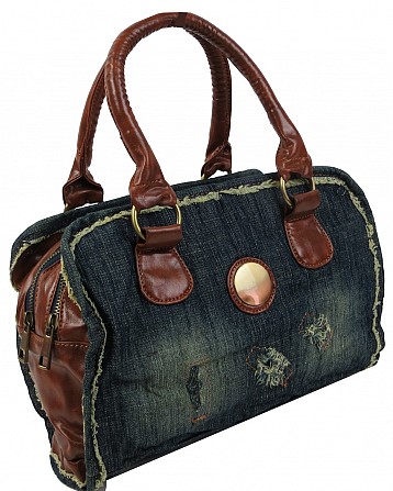 Небольшая молодежная джинсовая сумка Fashion jeans bag темно-синяя Киев - изображение 1
