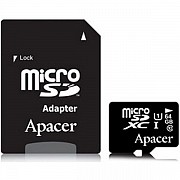 Карта пам'яті Apacer microSDXC 64GB UHS-1 Class 10 + SD-adapter (AP64GMCSX10U1-R) (Код товару:13628) Харьков