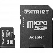 Карта пам'яті Patriot microSDXC 64Gb UHS-I Class 10 LX + adapter (PSF64GMCSDXC10) (Код товару:20396) Харьков