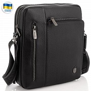 Чоловіча шкіряна сумка через плече чорна Royal Bag RB297890 Київ