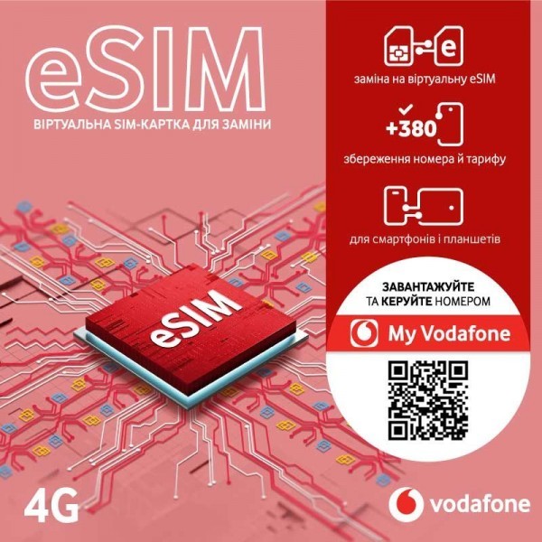 Стартовий пакет Vodafone eSIM віртуальна SIM-карта (Код товару:29074) Харьков - изображение 1