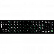 Наклейка на клавіатуру Grand-X 68 keys Cyrillic green, Latin white (GXDPGW) (Код товару:28099) Харьков