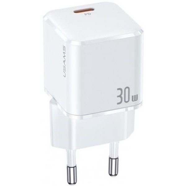 Мережевий зарядний пристрій Usams T45 Super Si Mini USB-C PD&QC3.0 30W 3A White (US-CC148) (Код това Харьков - изображение 1