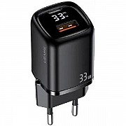 Мережевий зарядний пристрій Usams T46 Digital Display USB-A/USB-C PD&QC3.0 33W 3A Black (US-CC152) ( Харьков